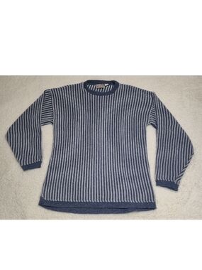 American Spirit Sweater Blue White Stripe Cotton Made In USA Men Size XL VTG